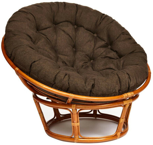 Кресло-качалка PAPASAN 23/01 W с подушкой, коньяк, ткань коричневый (фото)